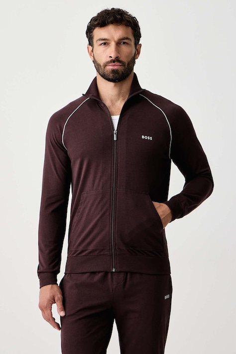 BOSS Суичър с цип мъжки от памук с еластан Mix&Match Jacket Z кафяв 50515307