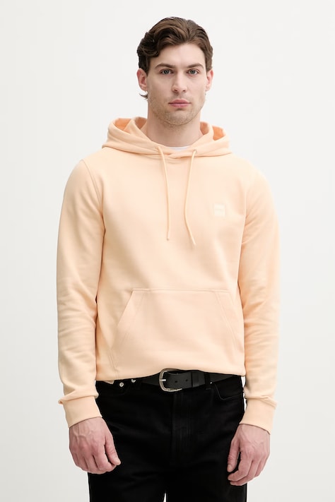 BOSS Orange bluza z kapturem męska bawełniana Wetalk pomarańczowa 50509314