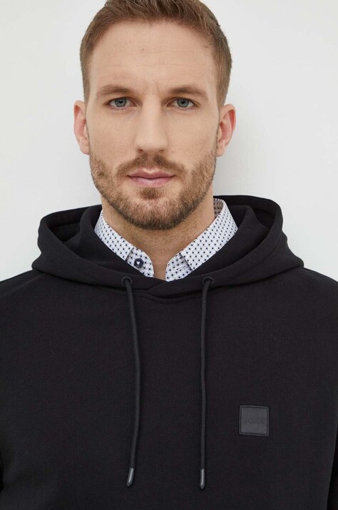 Boss Orange felpa in cotone uomo colore nero con cappuccio 50509314