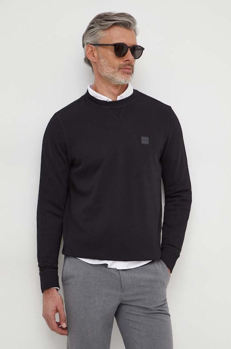 BOSS Orange bluza bawełniana męska kolor czarny melanżowa 50509323