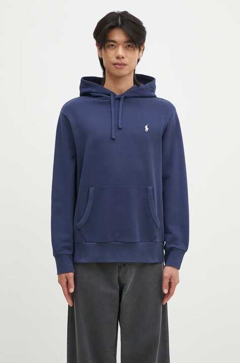 Polo Ralph Lauren hanorac de bumbac bărbați, culoarea bleumarin, cu glugă, uni, 710916690