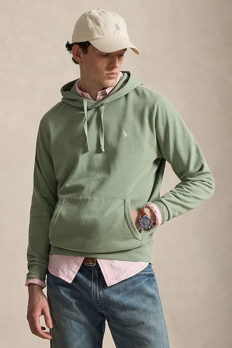 Polo Ralph Lauren μπλούζα με κουκούλα βαμβακερή ανδρική πράσινη 710916690