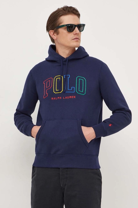 Mikina Polo Ralph Lauren pánska, tmavomodrá farba, s kapucňou, s nášivkou, 710926600