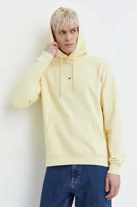 Кофта Tommy Jeans мужская цвет жёлтый с капюшоном с аппликацией