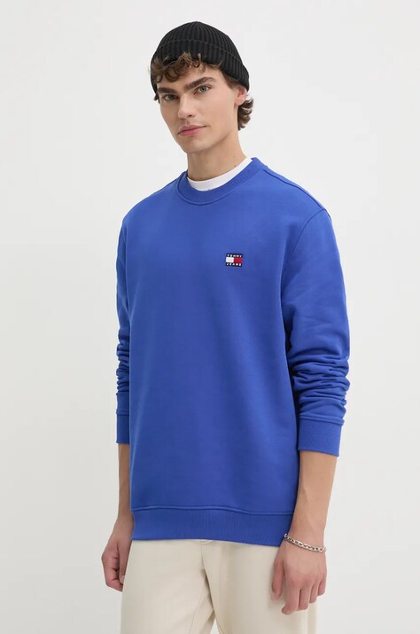 Tommy Jeans felpa in cotone uomo colore blu