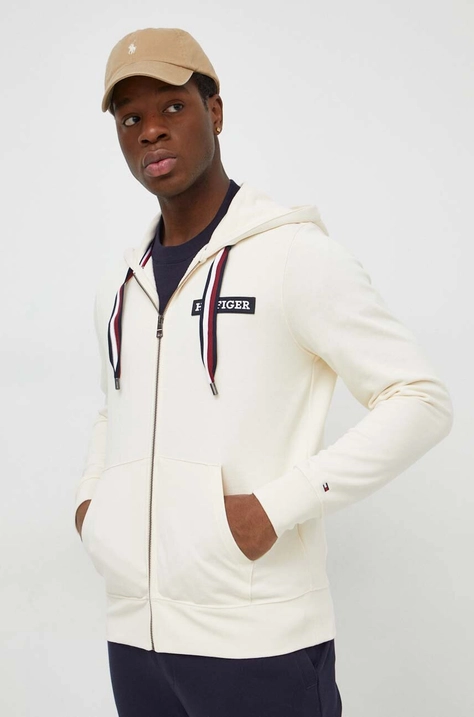 Tommy Hilfiger felpa uomo colore beige con cappuccio