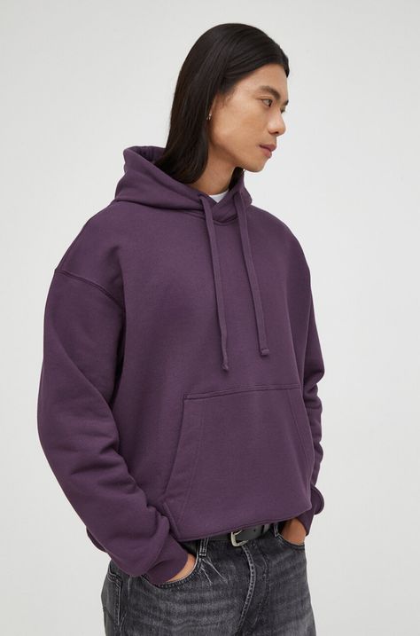 G-Star pamut melegítőfelső lila, férfi, sima, kapucnis