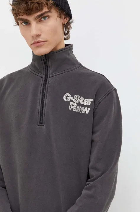 Хлопковая кофта G-Star Raw мужская цвет серый с принтом