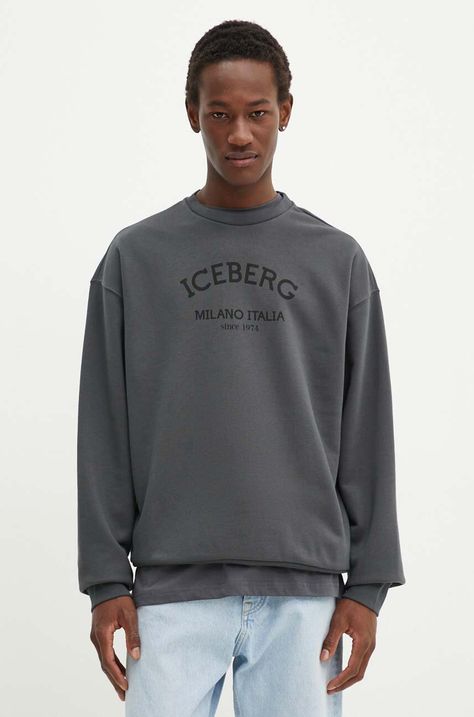 Iceberg bluza męska kolor szary z nadrukiem