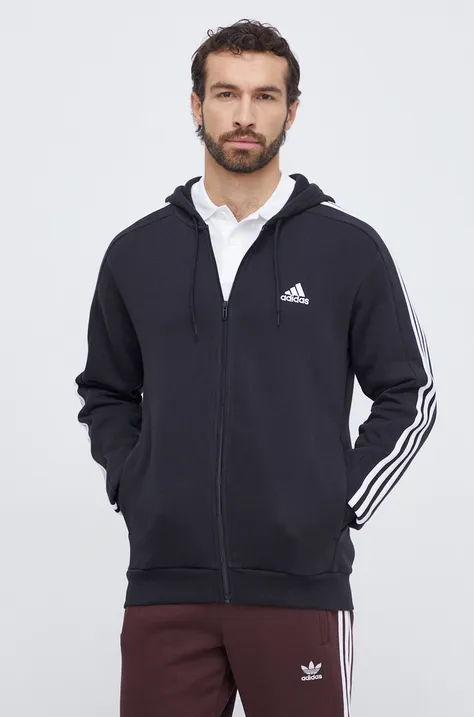 Кофта adidas мужская цвет чёрный с капюшоном с аппликацией