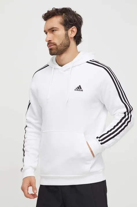adidas bluza męska kolor biały z kapturem z aplikacją