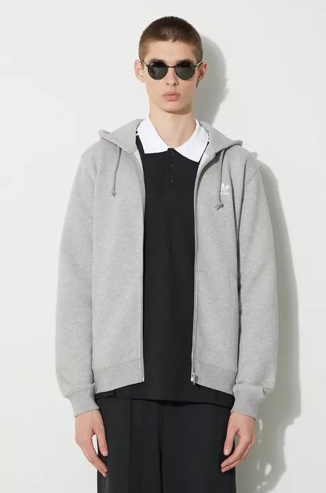 Кофта adidas Originals мужская цвет серый с капюшоном меланж
