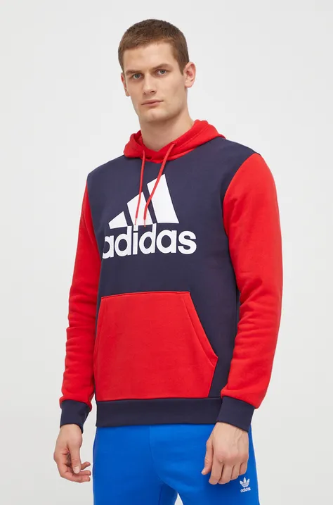 Кофта adidas чоловіча колір червоний з капюшоном візерунок