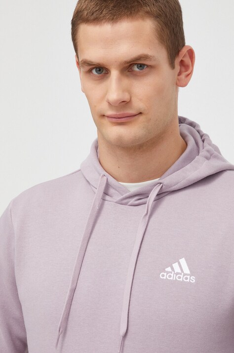 Pulover adidas moška, roza barva, s kapuco
