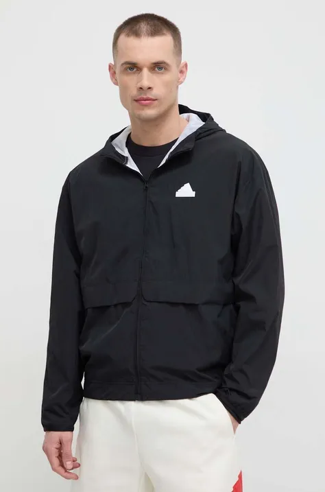 adidas rövid kabát férfi, fekete, átmeneti, oversize, IR5192