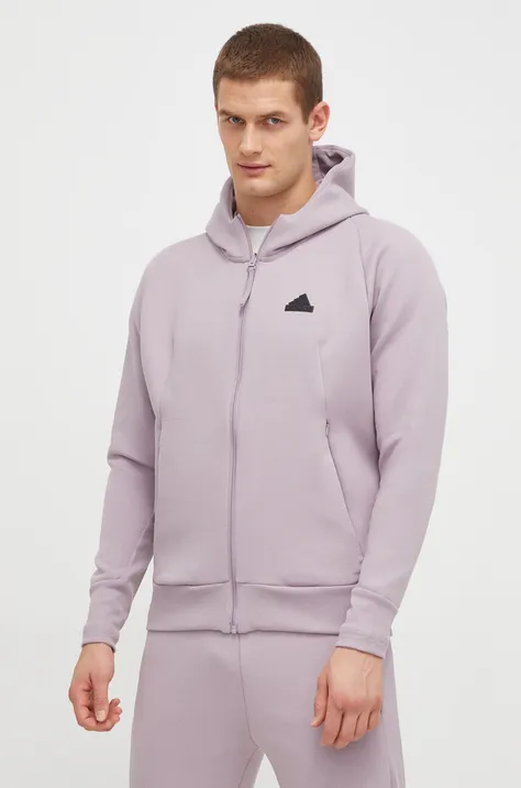 Mikina adidas Z.N.E pánská, růžová barva, s kapucí, hladká, IR5231