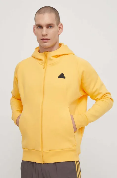 Mikina adidas Z.N.E pánska, žltá farba, s kapucňou, s potlačou, IR5237