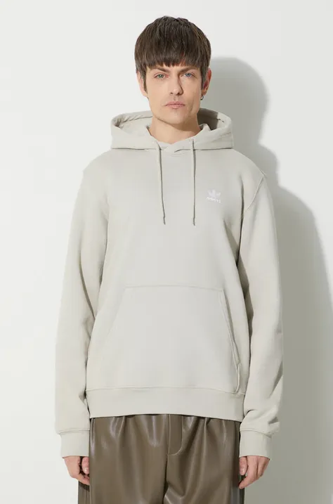 Mikina adidas Originals Trefoil Essentials Hoody pánská, šedá barva, s kapucí, s aplikací, IR7785