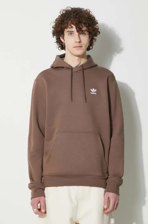 adidas Originals sweatshirt Trefoil Essentials Hoody men's brown color IR7786