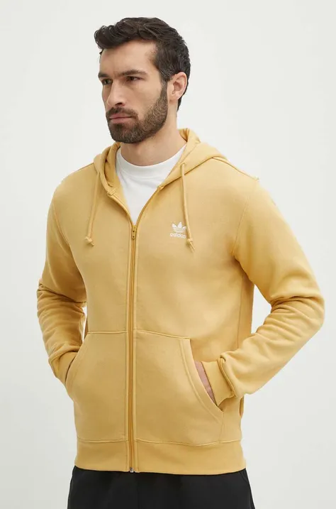 Mikina adidas Originals pánská, žlutá barva, s kapucí, hladká, IR7834