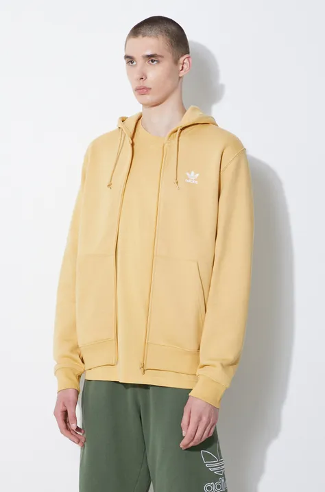 Mikina adidas Originals pánska, žltá farba, s kapucňou, jednofarebná, IR7834