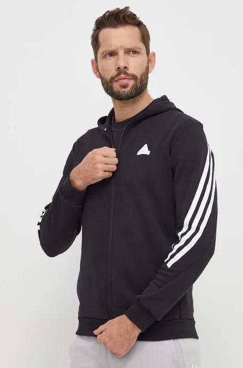 Кофта adidas мужская цвет чёрный с капюшоном с принтом