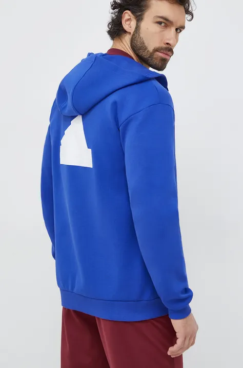 adidas bluza męska kolor niebieski z kapturem gładka IR9172