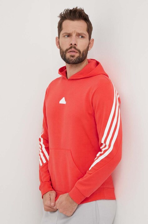 Кофта adidas чоловіча колір червоний з капюшоном з принтом