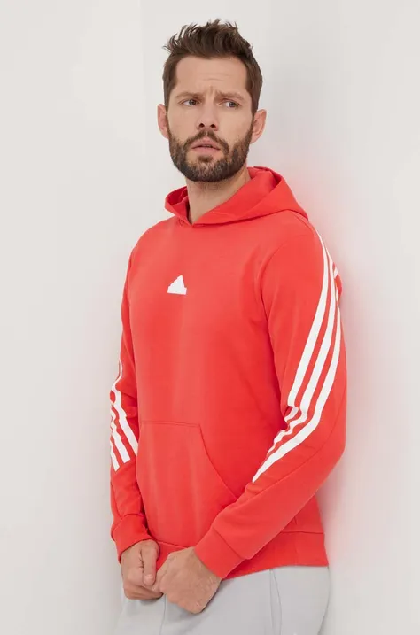 Кофта adidas мужская цвет красный с капюшоном с принтом