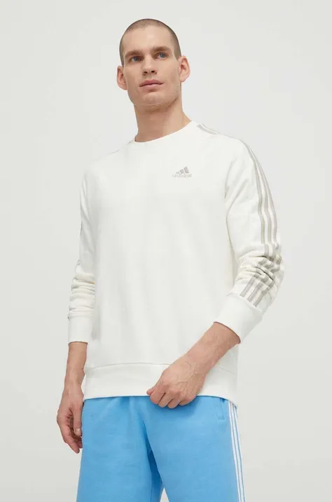 Хлопковая кофта adidas мужская цвет бежевый с аппликацией IS1351