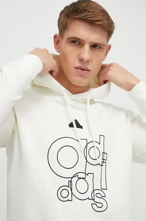 Кофта adidas мужская цвет белый с капюшоном с принтом