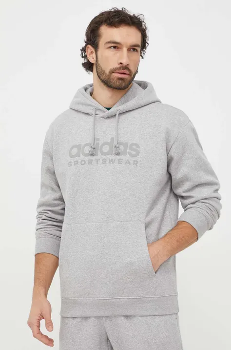 Кофта adidas мужская цвет серый с капюшоном с принтом