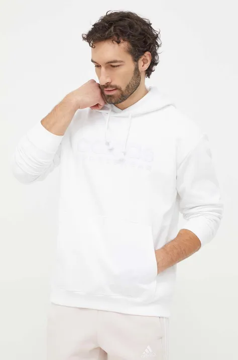 Кофта adidas чоловіча колір білий з капюшоном з принтом