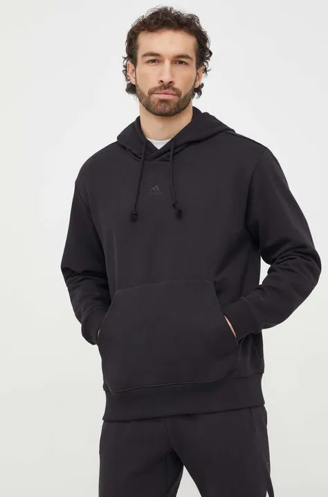 adidas bluza męska kolor czarny z kapturem z aplikacją