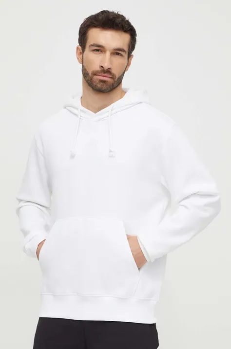 Кофта adidas мужская цвет белый с капюшоном однотонная