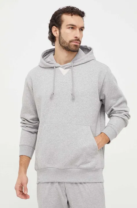 Кофта adidas чоловіча колір сірий з капюшоном меланж