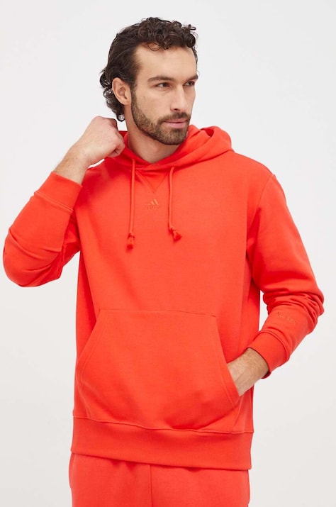 Кофта adidas чоловіча колір червоний з капюшоном однотонна