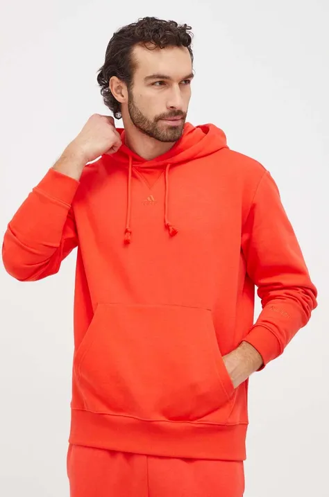 Кофта adidas чоловіча колір червоний з капюшоном однотонна