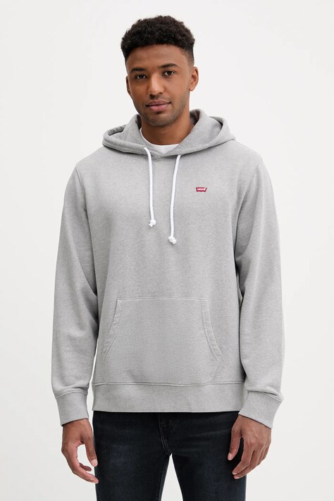Levi's bluza bawełniana męska kolor szary z kapturem gładka 34581