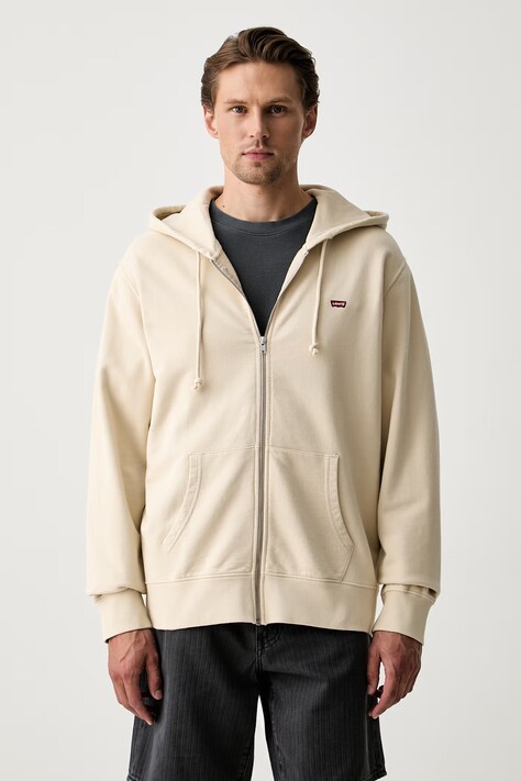 Levi's bluza rozpinana z kapturem męska bawełniana THE ORIGINAL HM ZIP UP beżowa 34584