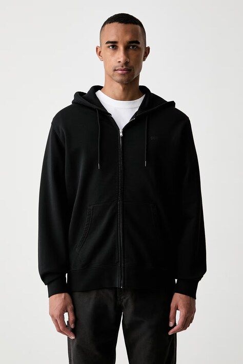 Levi's hanorac cu fermoar și glugă pentru bărbați din bumbac THE ORIGINAL HM ZIP UP negru 34584