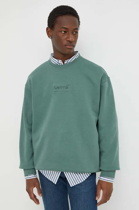 Bombažen pulover Levi's moška, zelena barva