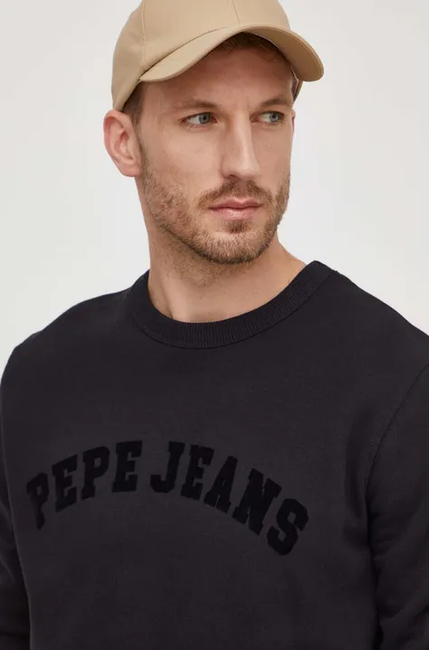 Хлопковая кофта Pepe Jeans Randall мужская цвет чёрный с принтом