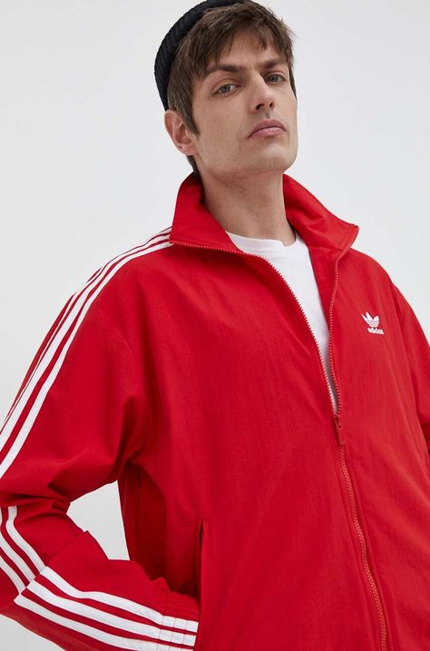 Μπλούζα adidas Originals Adicolor Woven Firebird Track Top χρώμα: κόκκινο, IT2495