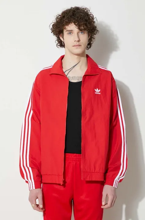 Mikina adidas Originals Adicolor Woven Firebird Track Top pánská, červená barva, vzorovaná, IT2495