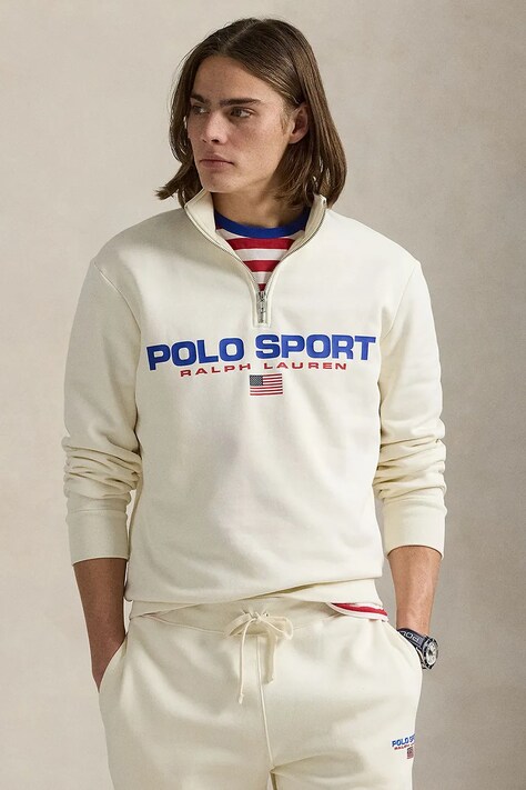 Polo Ralph Lauren bluza barbati, culoarea alb, cu imprimeu, 710835766