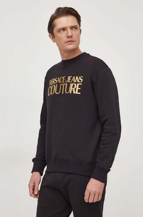Bombažen pulover Versace Jeans Couture moška, črna barva