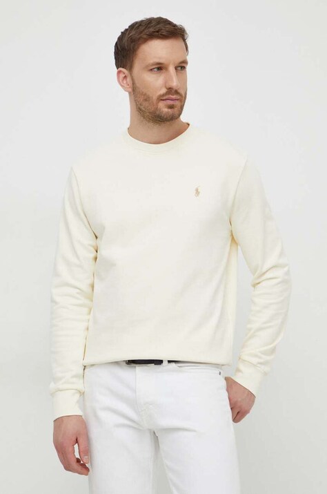 Polo Ralph Lauren hanorac de bumbac bărbați, culoarea bej, uni 710916689