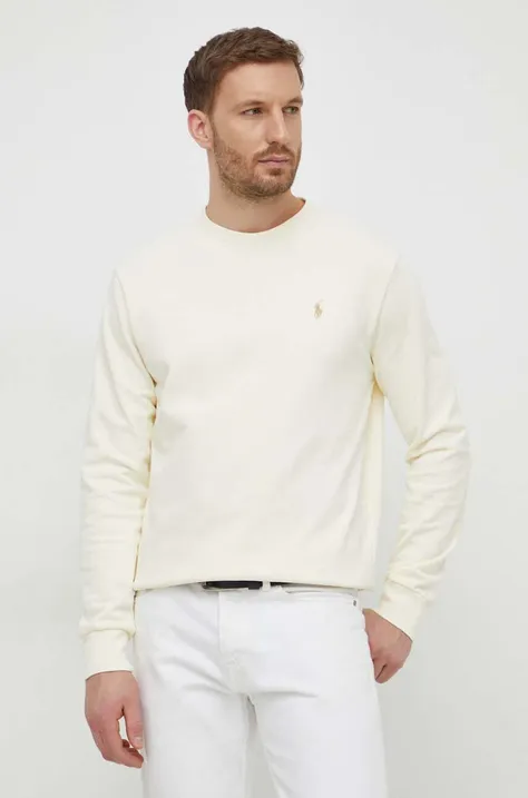 Polo Ralph Lauren bluza bawełniana męska kolor beżowy gładka