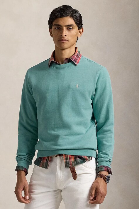 Хлопковая кофта Polo Ralph Lauren мужская цвет зелёный однотонная